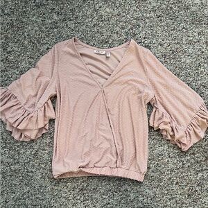 Willow Root Swiss Dot Ruffle Sleeve Blouse • Soft Girl / Feminine Chic • Size S